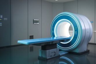 MRI készülék modern egészségügyi környezetben Budapesten.