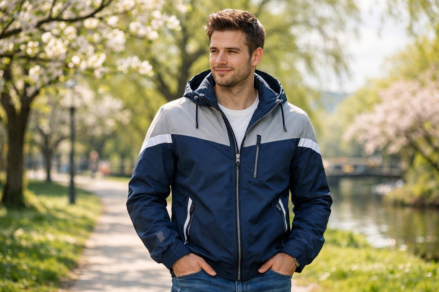 Sportos férfi átmeneti dzseki tavaszi stílusban