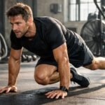 Férfi HIIT edzés közben, zsírégetés céljából.