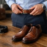 Férfi öv és cipő szín összehangolása, elegáns megjelenés