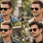 Férfiak stílusos napszemüvegekkel különböző arcformákhoz