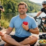 Férfi stresszkezelés és szívvédelem sportolás közben.